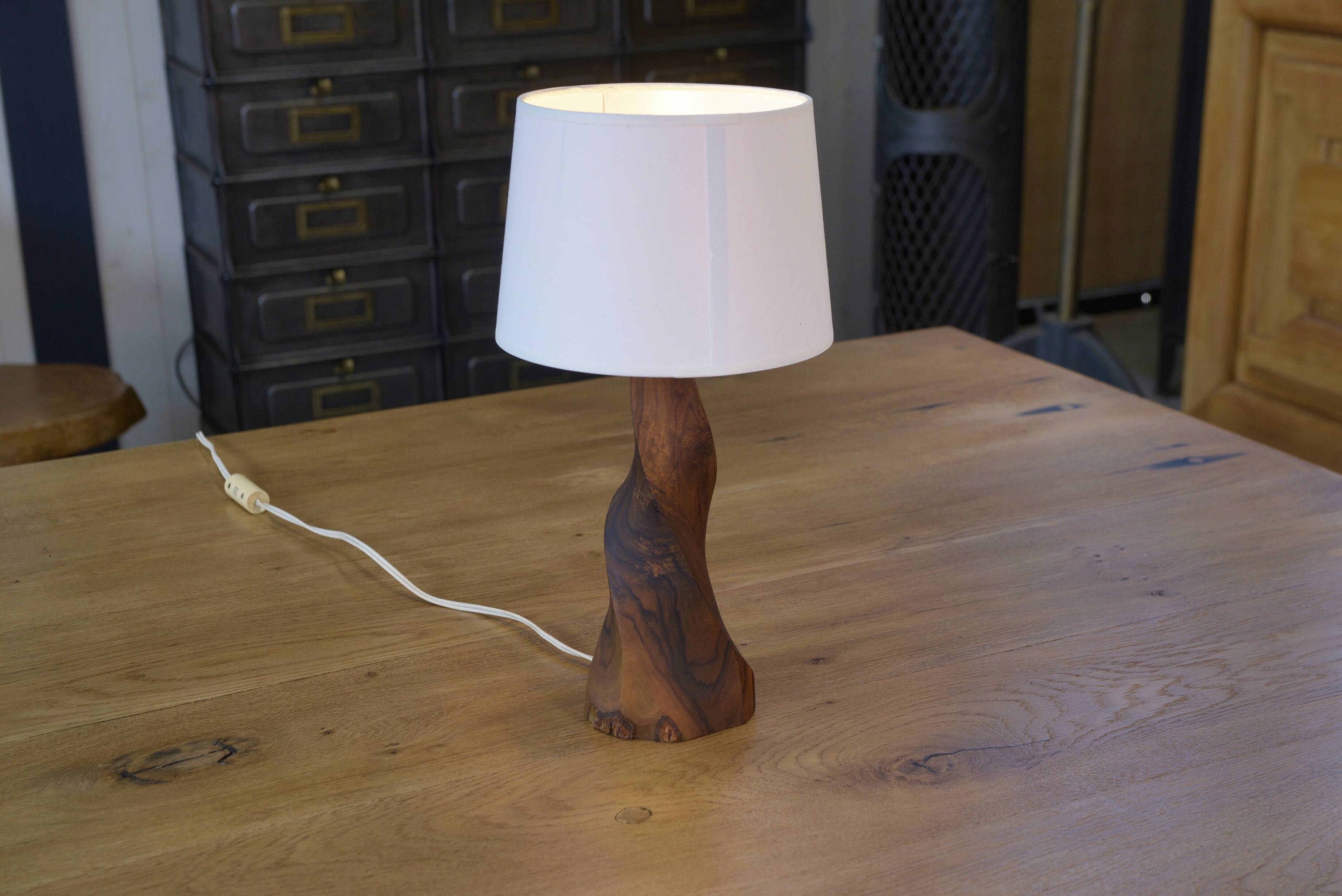 Brutalist walnut wood lamp 1960s