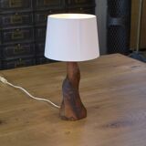 Brutalist walnut wood lamp 1960s