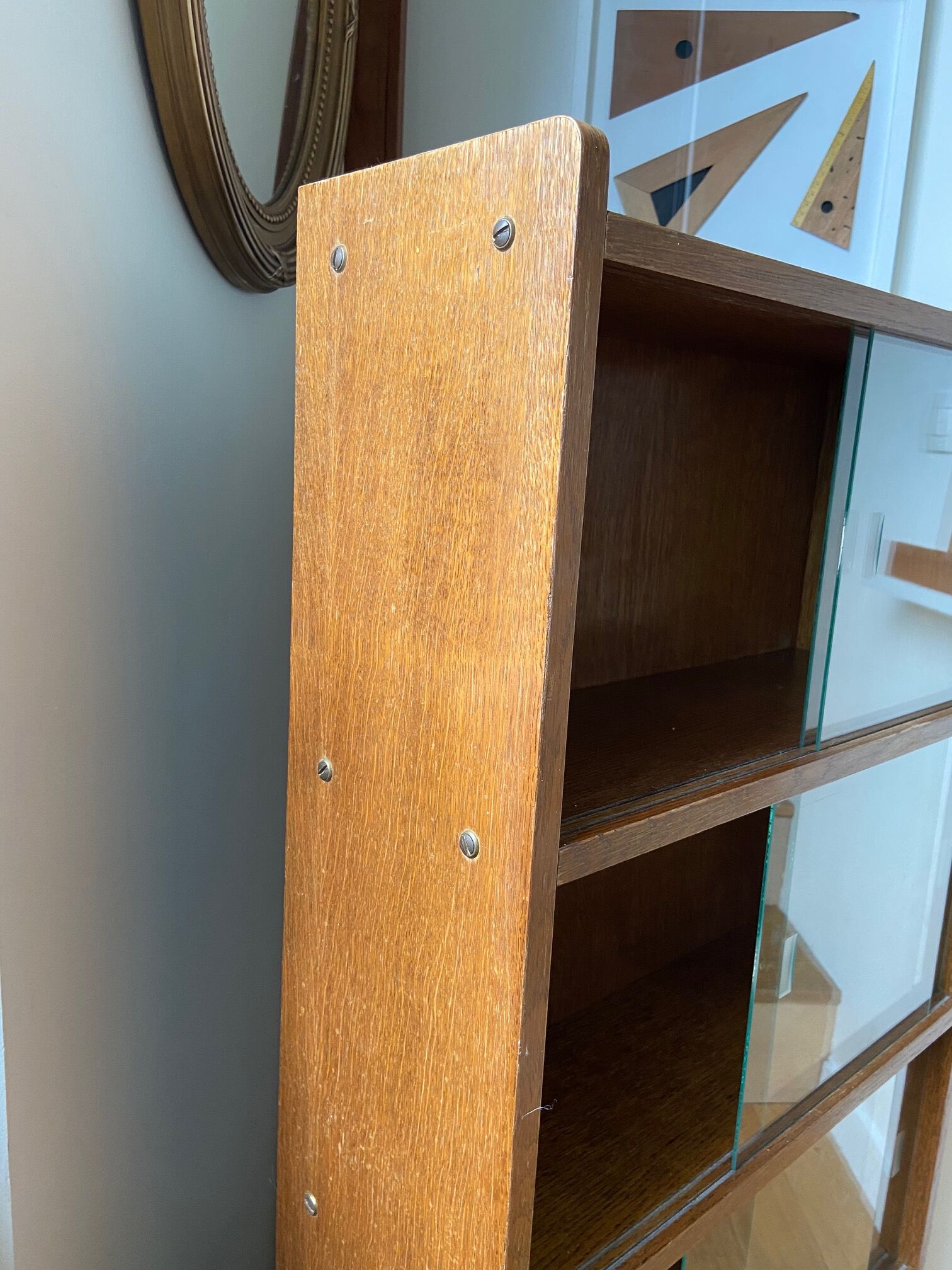 Bibliothèque en bois vitrée 4 étagères