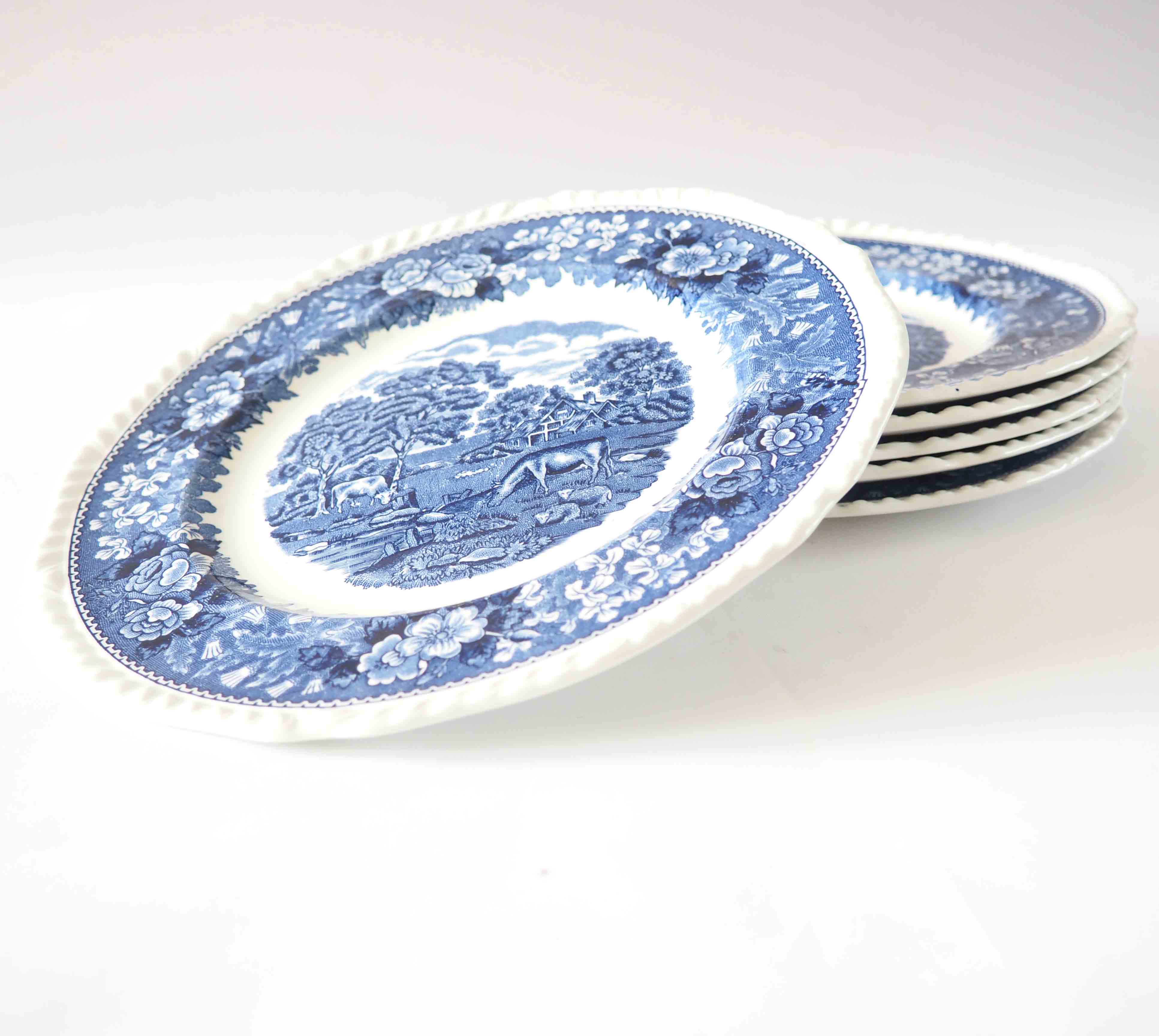 6 English plates country décor