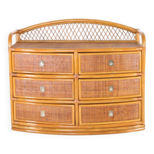 Commode en rotin  et - laiton
