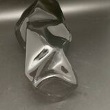 Black tinted glass vase with crumpled effect