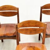 Set of six brutalist french dining chairs.