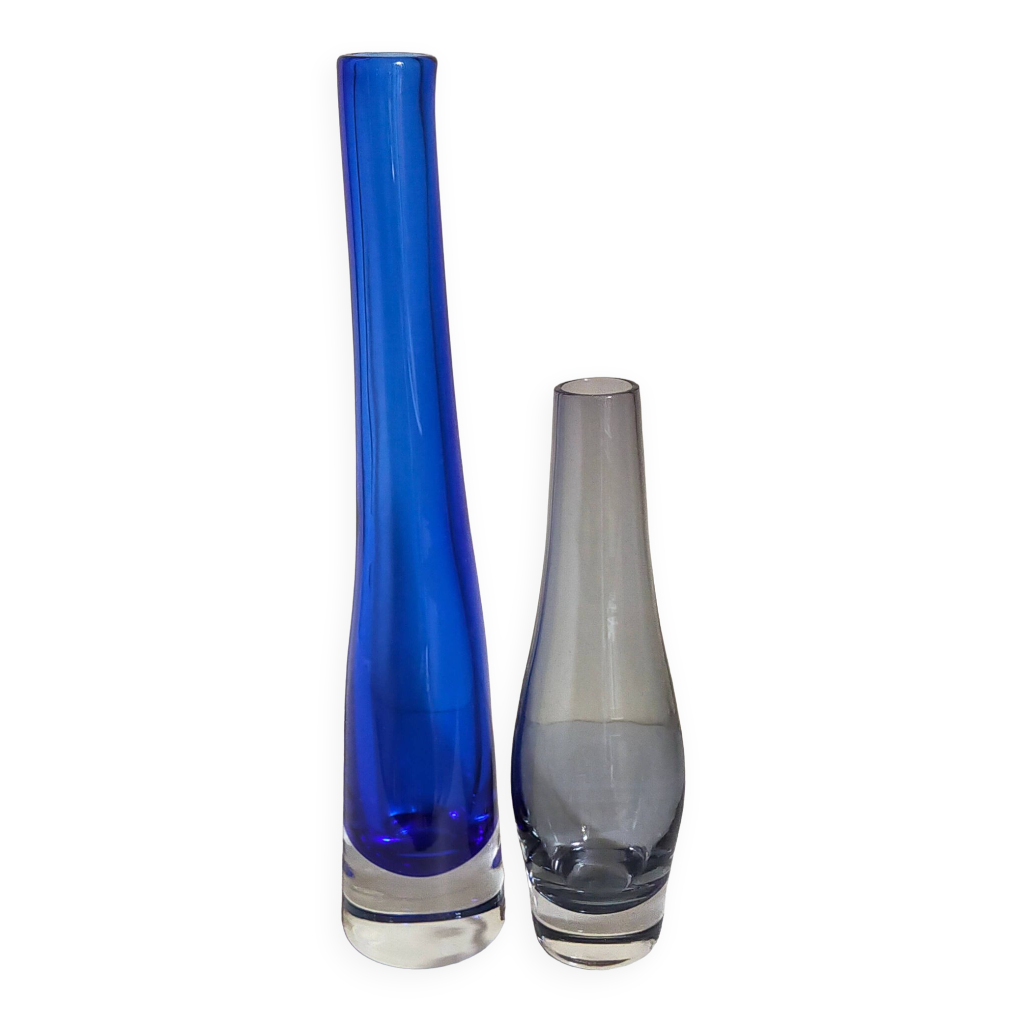 Duo of vintage glassblower soliflores