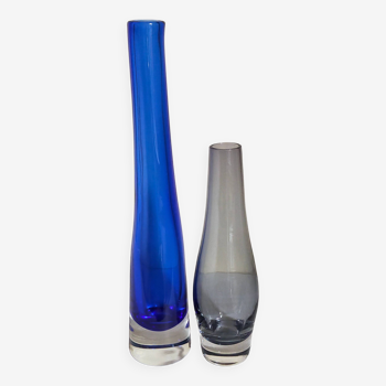 Duo of vintage glassblower soliflores