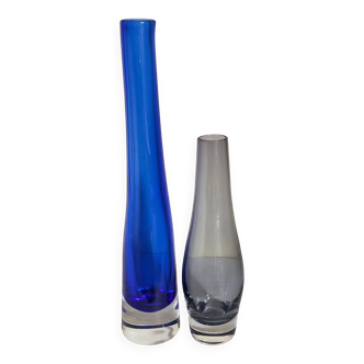 Duo of vintage glassblower soliflores