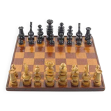 Antique wooden chess set and board