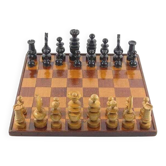 Antique wooden chess set and board