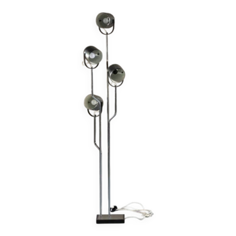 Goffredo Reggiani chrome floor lamp with four spotlights, Italy, 1970s