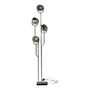 Goffredo Reggiani chrome floor lamp with four spotlights, Italy, 1970s