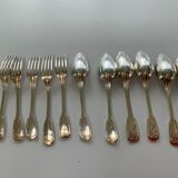 Series of 6 forks and old spoons, net model, alfenide art deco