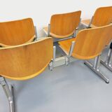 Suite of 4 vintage Giancarlo Piretti benches for Castelli in wood and aluminum