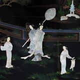 Chinese black lacquered wood coffee table