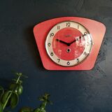 Vintage formica clock silent wall clock "Bayard red"