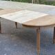 Renovated round Art Deco dining table, extendable, made of solid oak, 213cm.