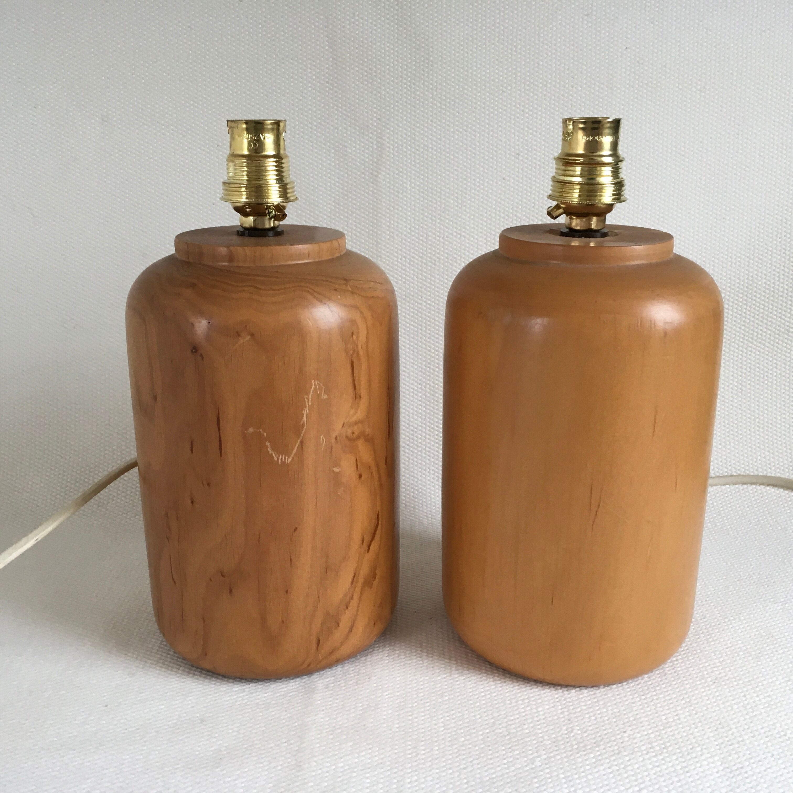 Pair of turned wooden bedside lamp legs
