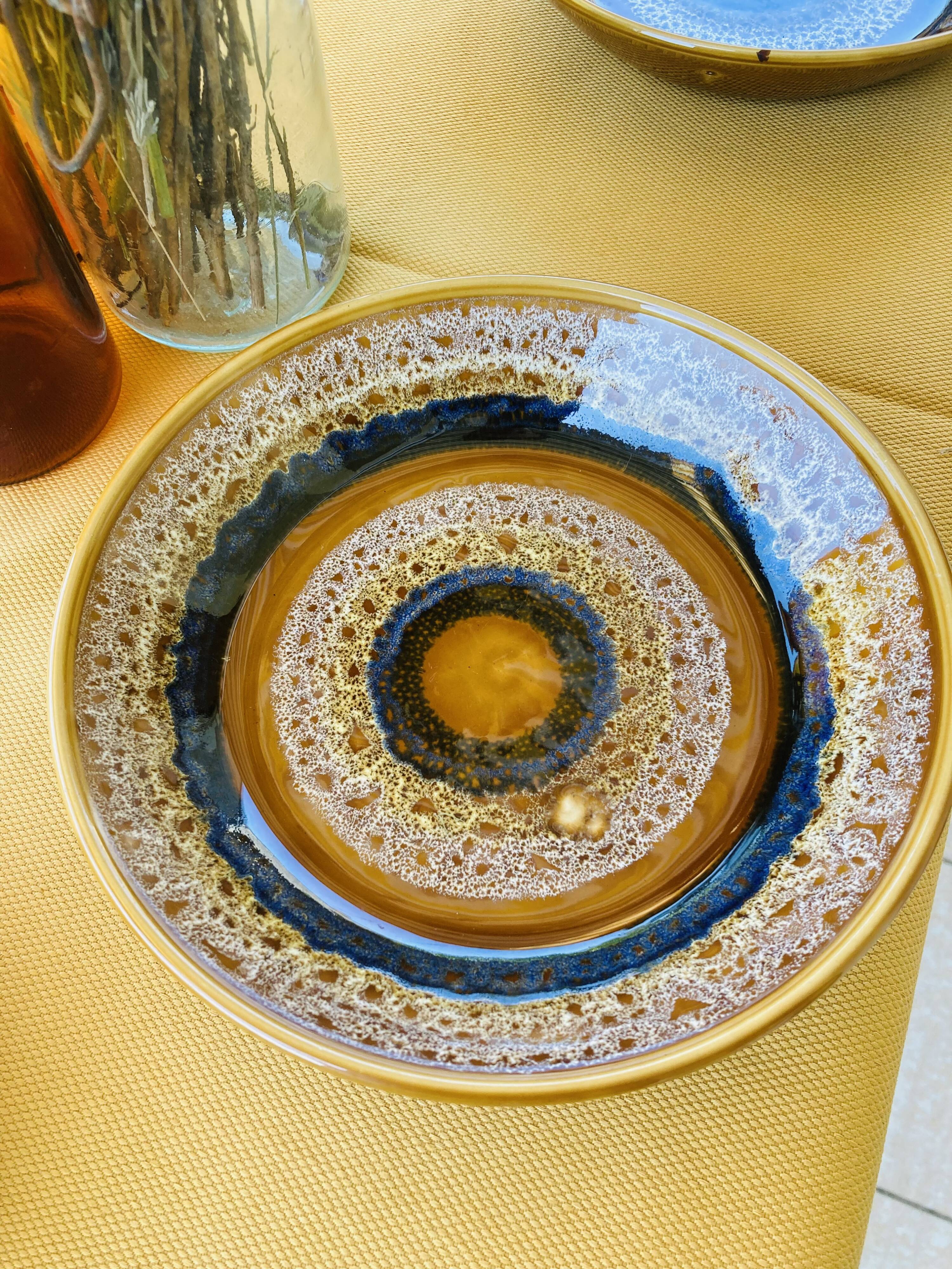 Assiettes creuses organiques et volcaniques Hawaï Sarrreguemines France