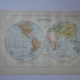 World map, planisphere, dating from 1905