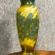Vase in glass paste with trendy parakeets in a flowery universe signed Gallé