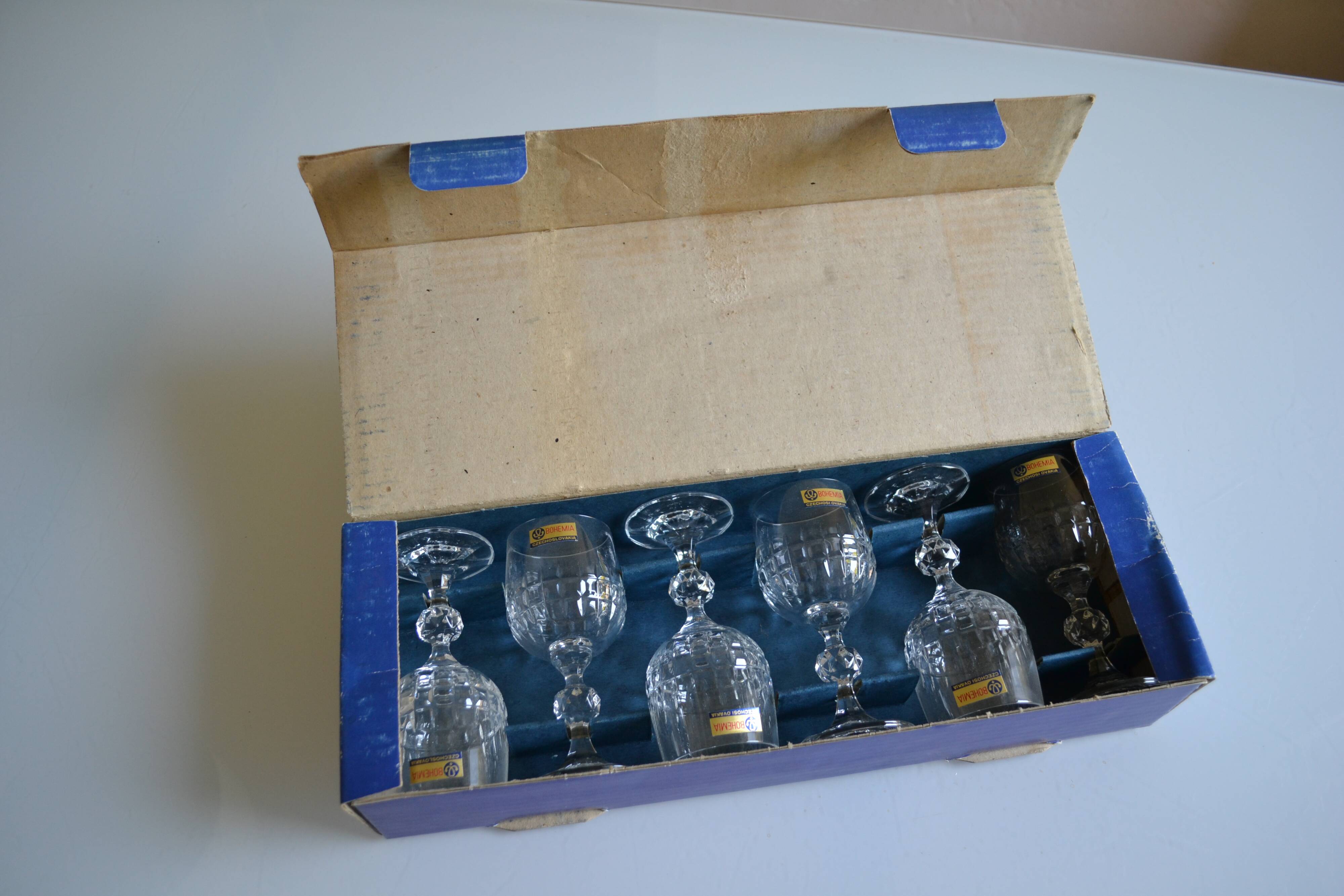 6 port glasses in Bohemian crystal Czechoslovakia