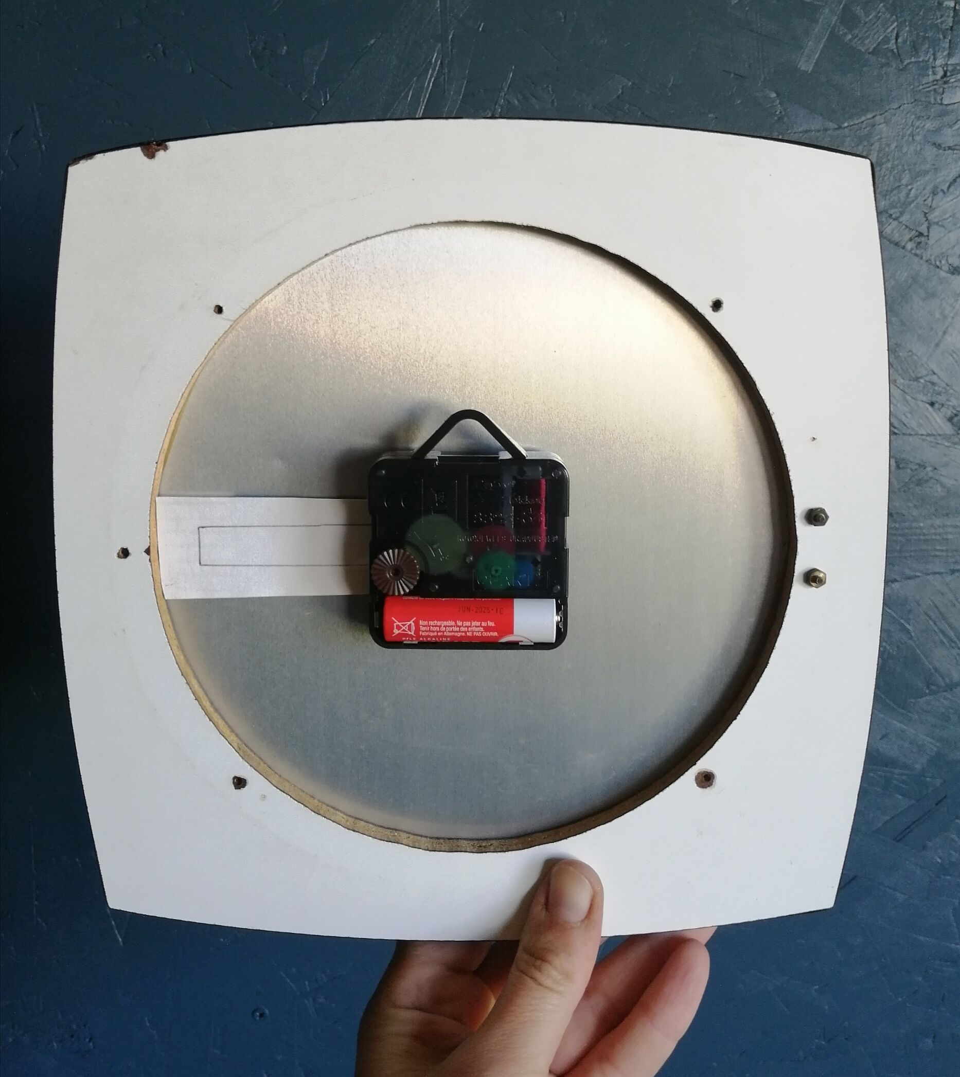 Vintage clock square silent wall clock "Romatic blue white ochre"