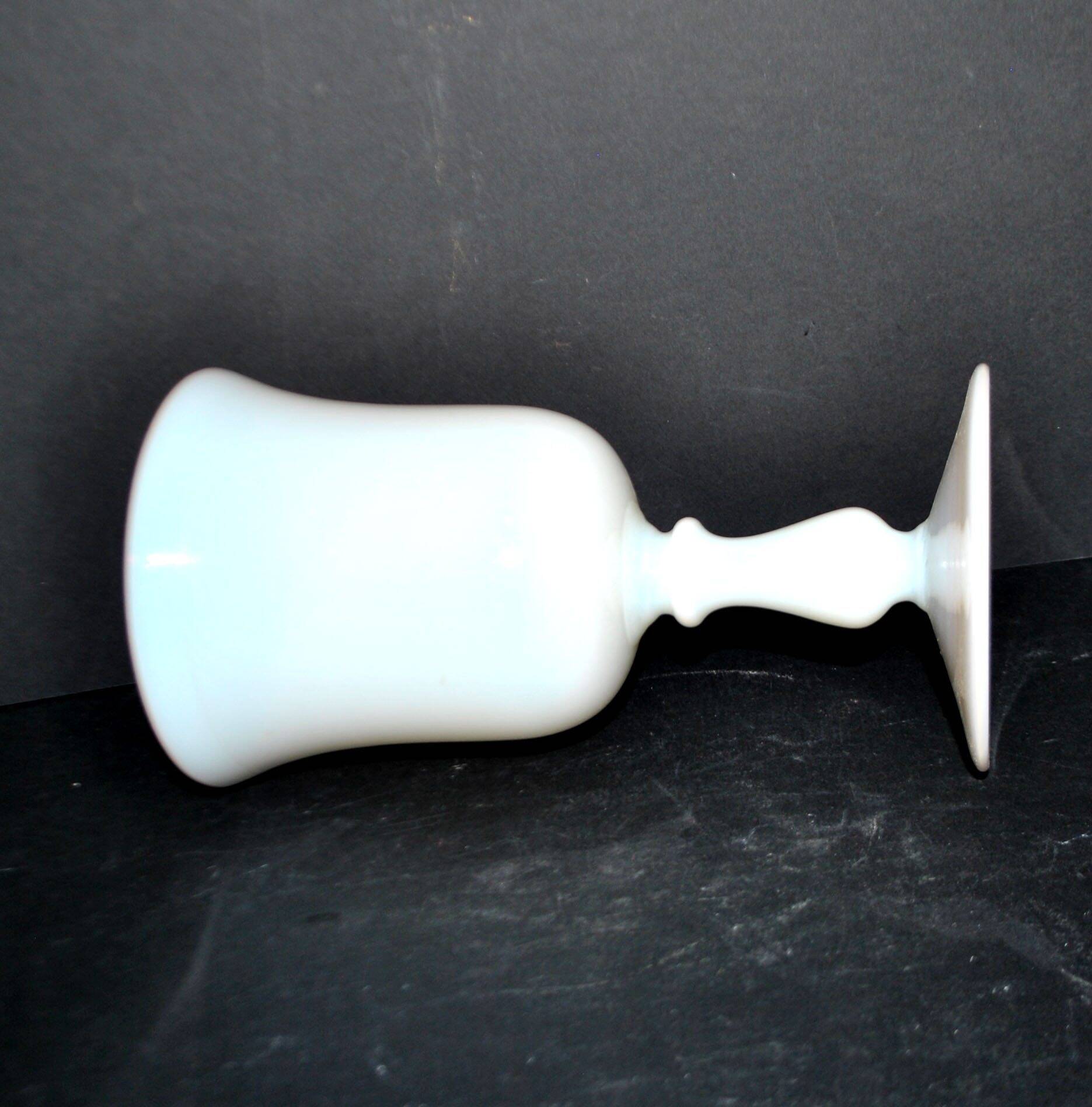 Antique footed glass in white opaline goblet chalice – Meisenthal craftsmanship?