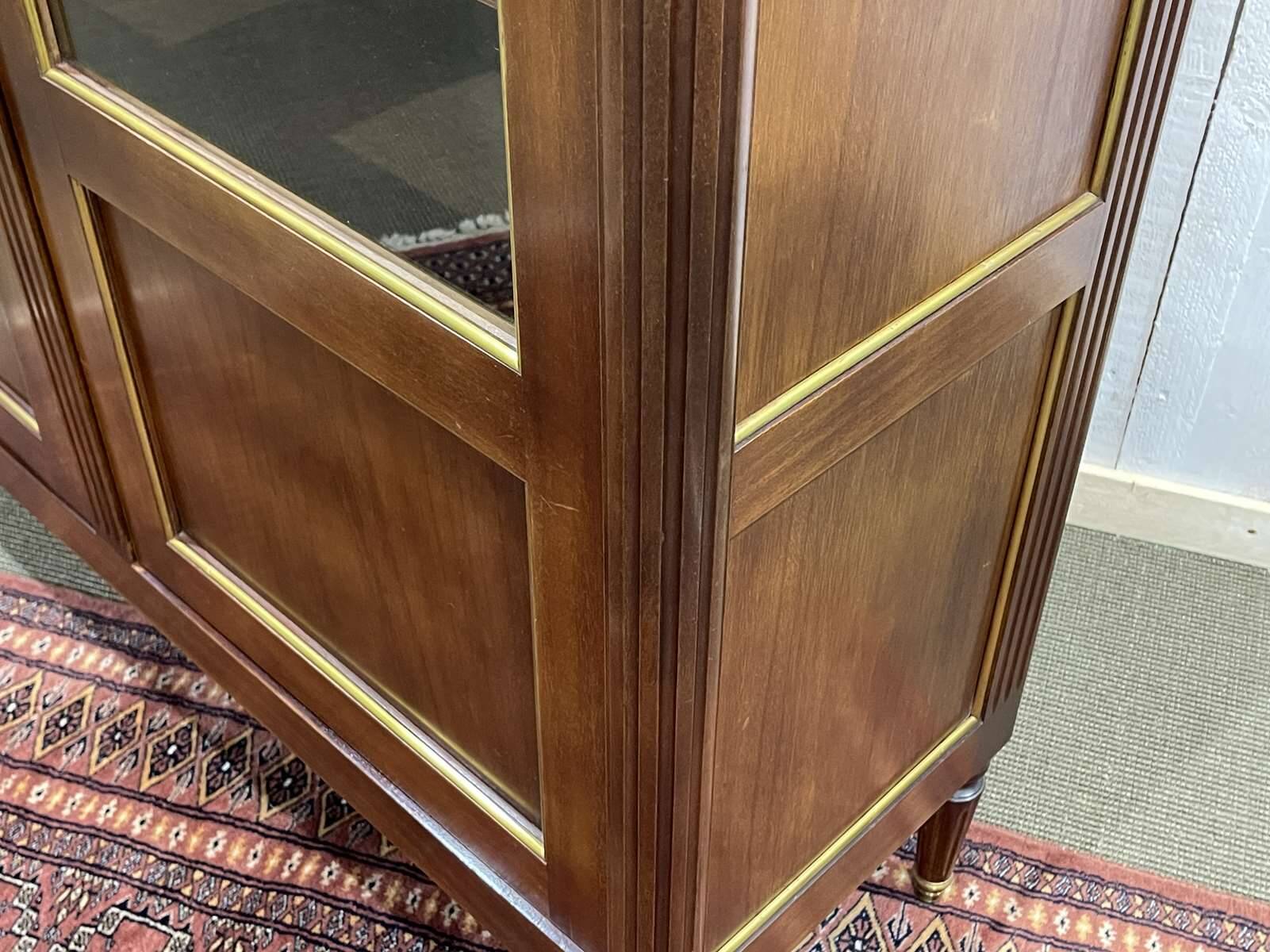 Louis XVI style bookcase in mahogany and marble top from the 70s