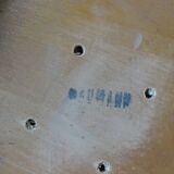 Baumann low stool, circa 1950/60, leatherette seat, curved wood