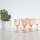Set of 6 wine glasses in pink glass, Rosaline, by Arcoroc