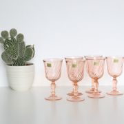Set of 6 wine glasses in pink glass, Rosaline, by Arcoroc