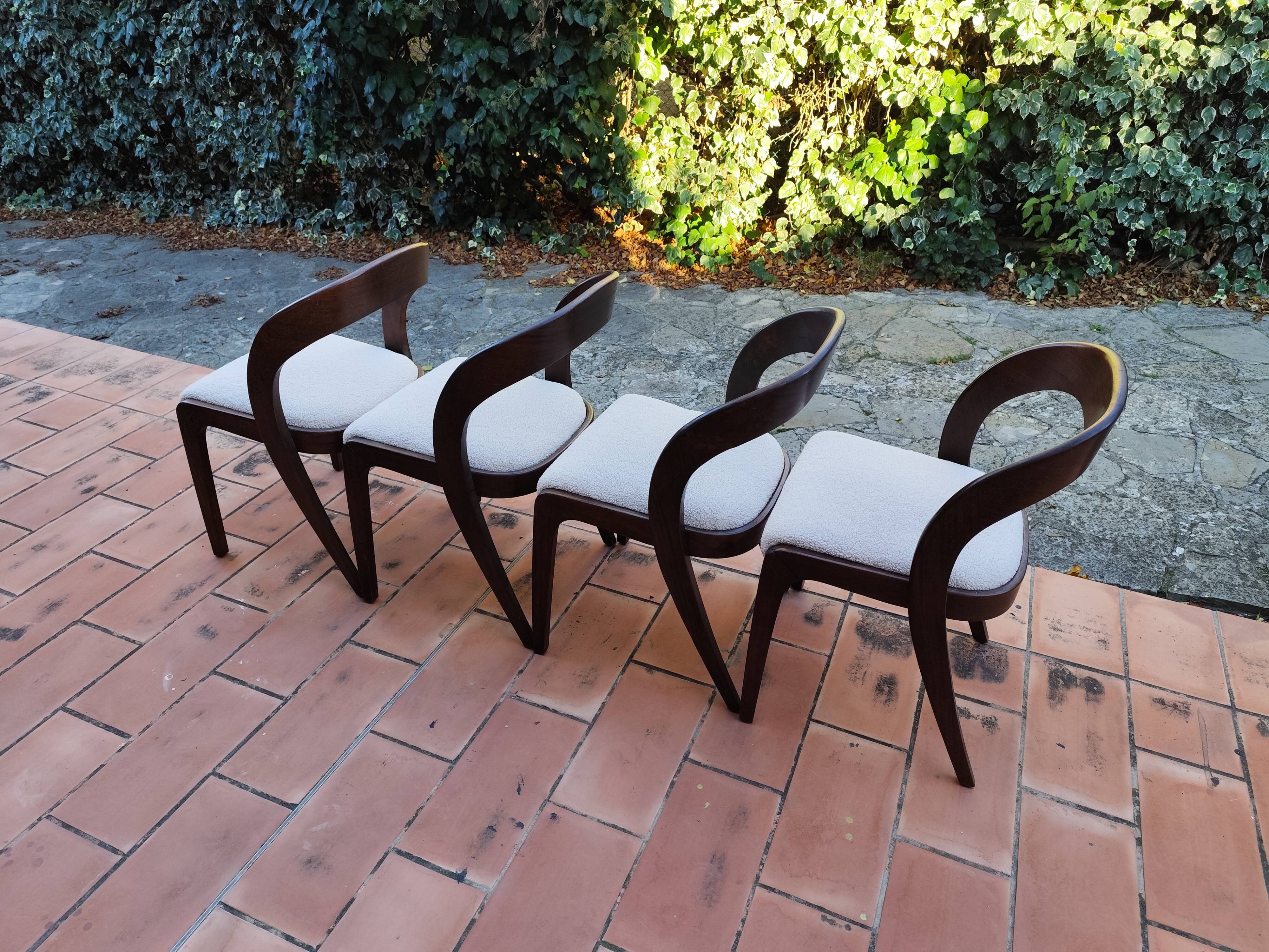 BAUMANN Suite de 4 chaises Gondole vintage 1970