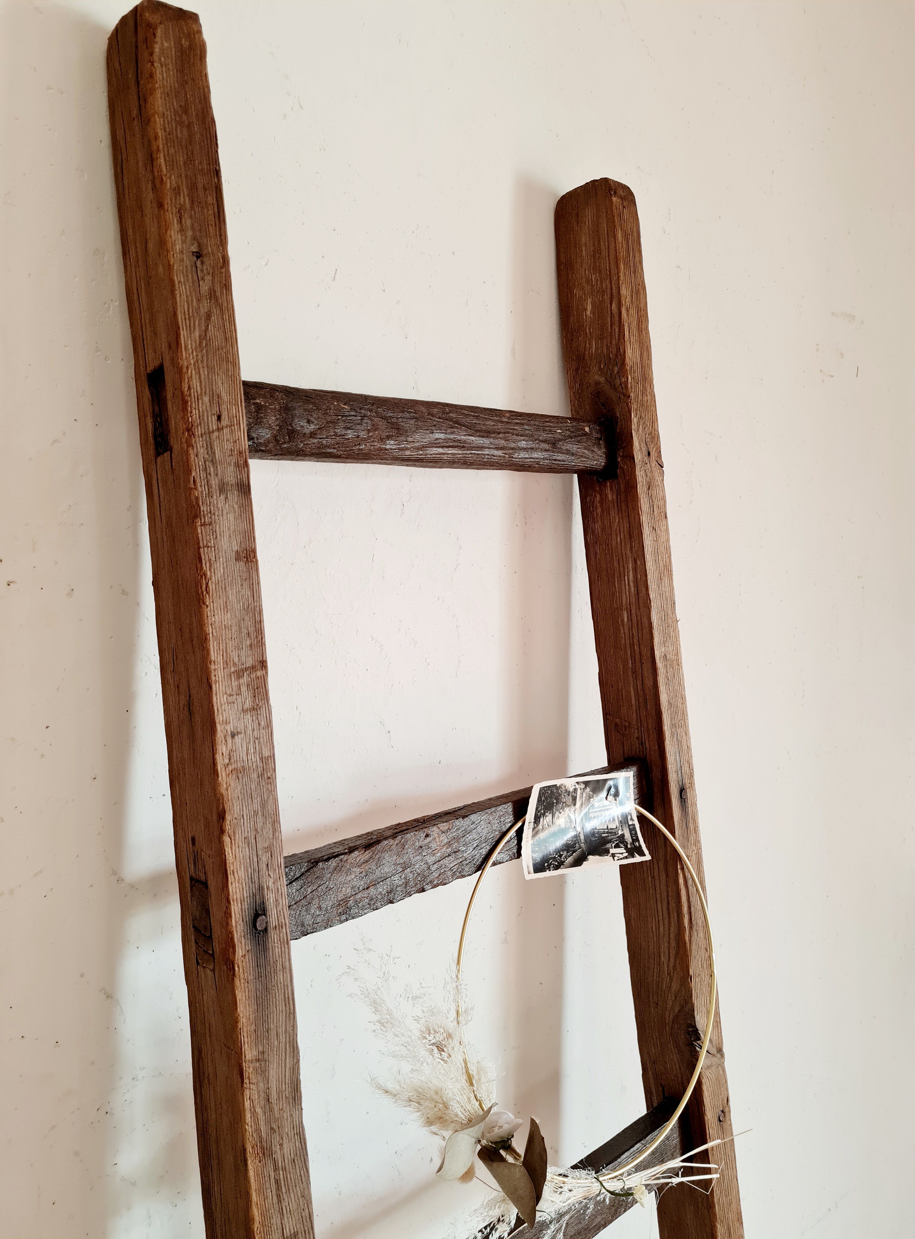 Old wooden farm ladder