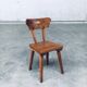 French Folk Art Rustic Dining Chair Set in Oak, 1940s, Set of 6