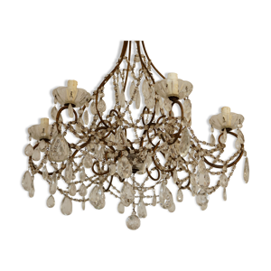 Lustre 6 feu perles et