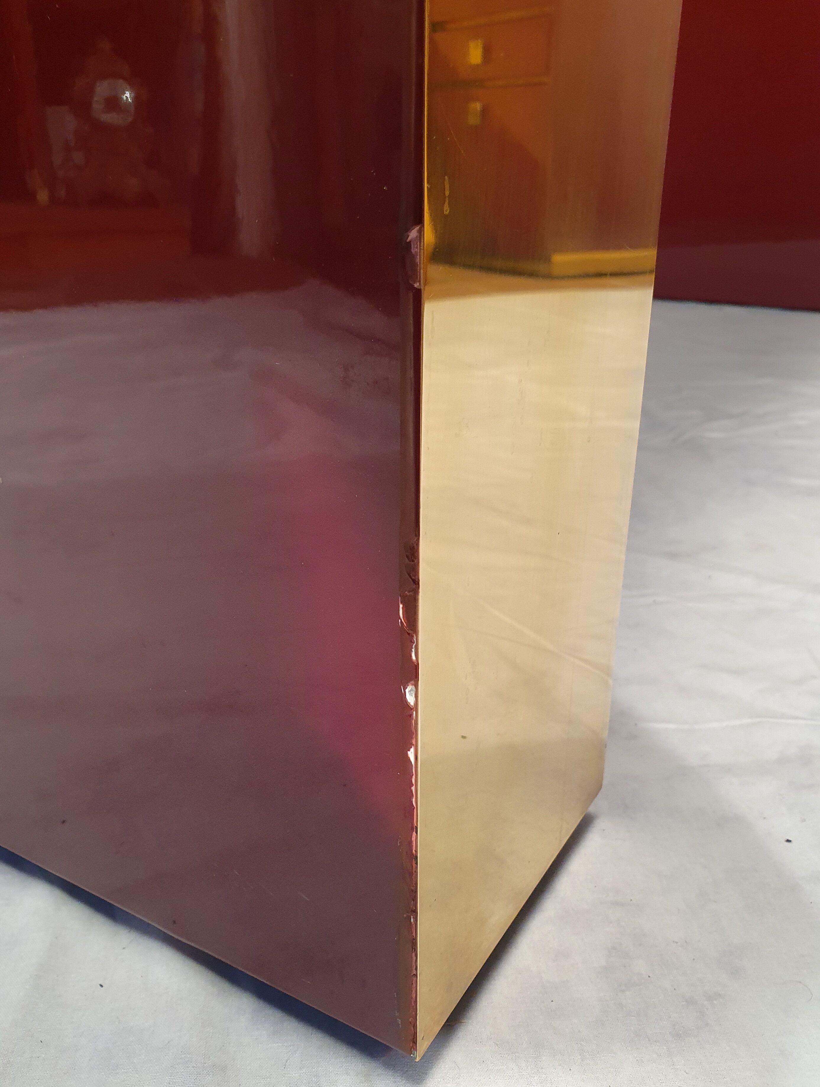 Executive desk by Jean Claude Mahey - lacquered wood & brass - Ca 1970