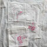 6 serviettes de table rétro motif fleuri vintage