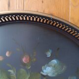 Napoleon III painted sheet metal round serving tray