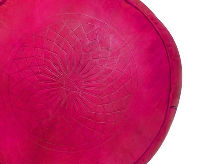 Handmade handmade leather Pouf Fes fushia 40 x 25 cm