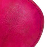 Handmade handmade leather Pouf Fes fushia 40 x 25 cm