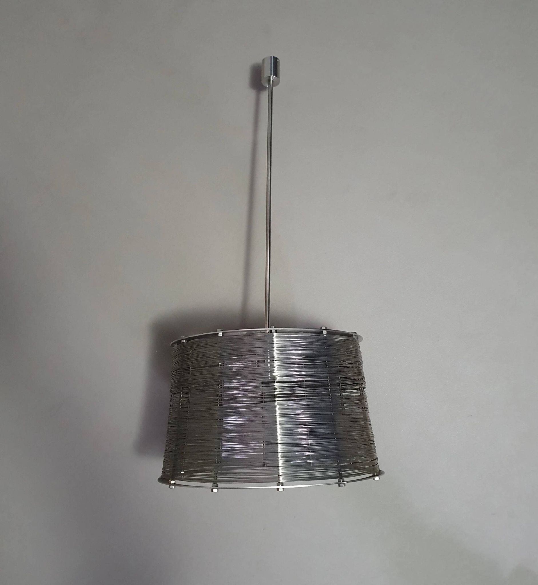 Lampe / suspension Adlumen très rare, câblée en inox