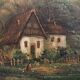 Painting on oil canvas J Evans golden frame landscape