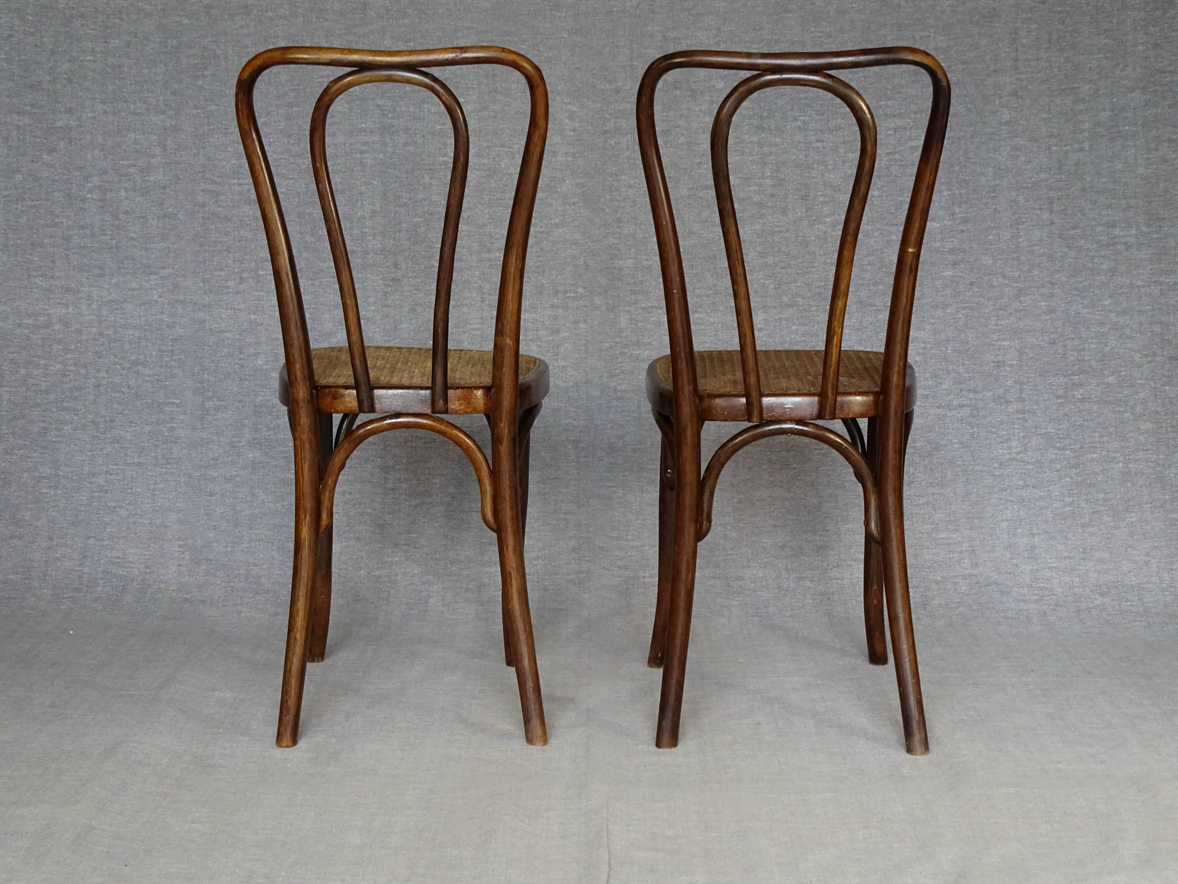 4 Thonet Mundus N°A 48 caned bistro chairs 1930