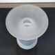 Sculptural candle holder in frosted glass.