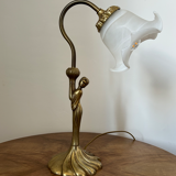 Art Deco desk lamp in bronze and brass.