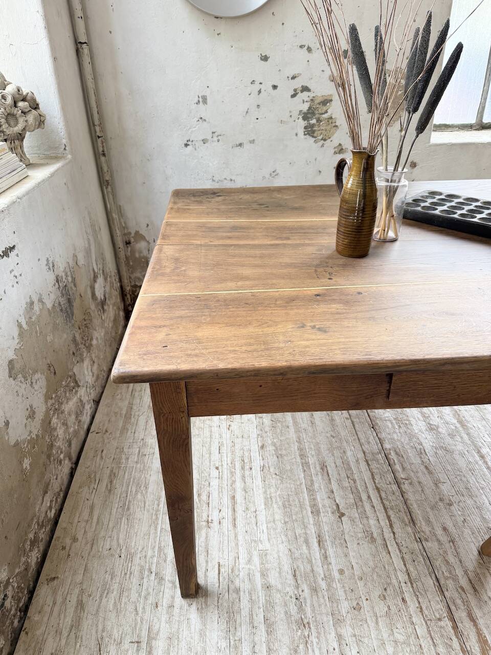 Large “square” oak farmhouse table 1950