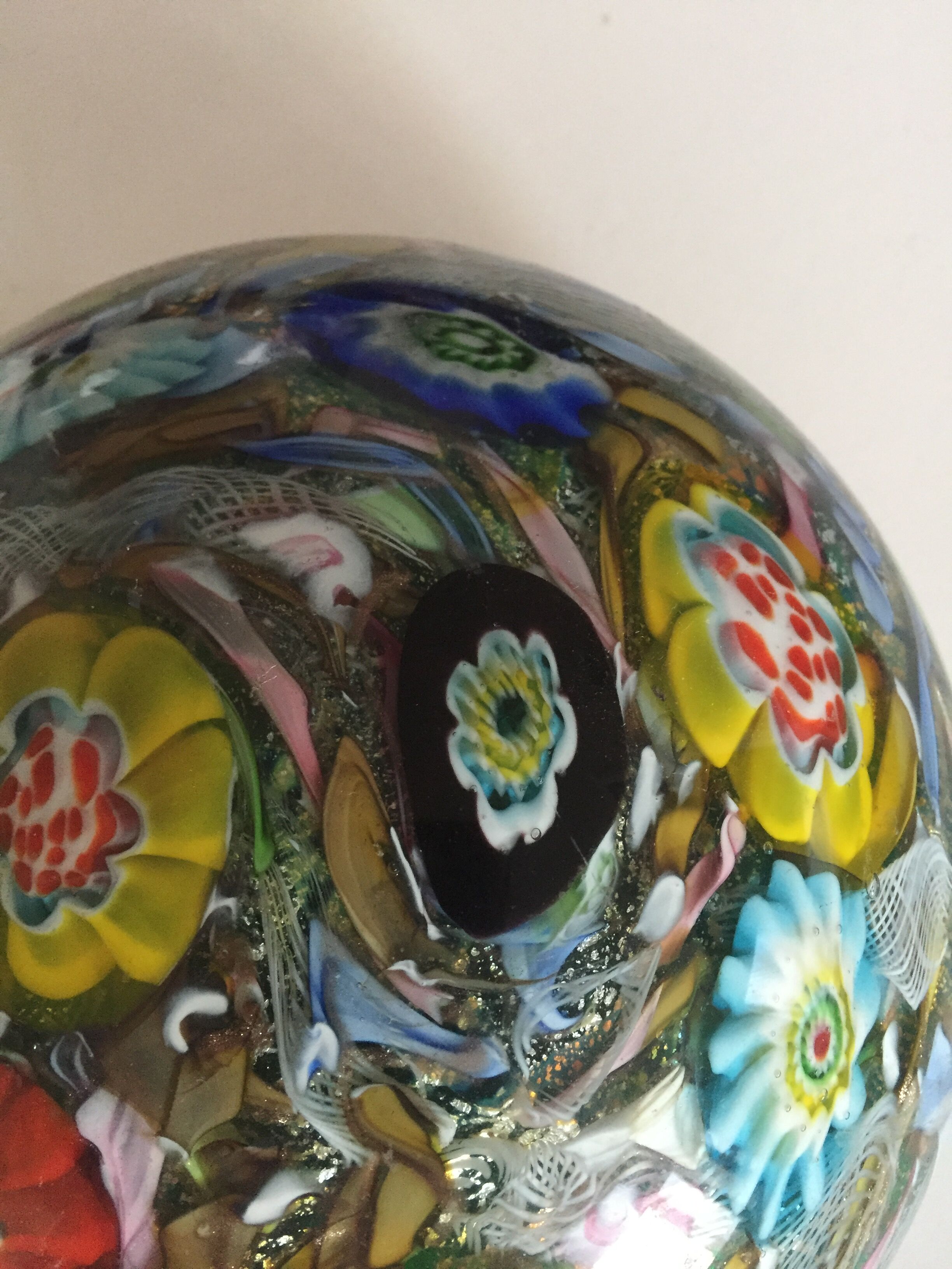 Sulfur millefiori Murano press crystal paper