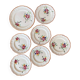 6 Plates and Dish with painted flowers Manufacture de Longchamp Model Monaco 1960s