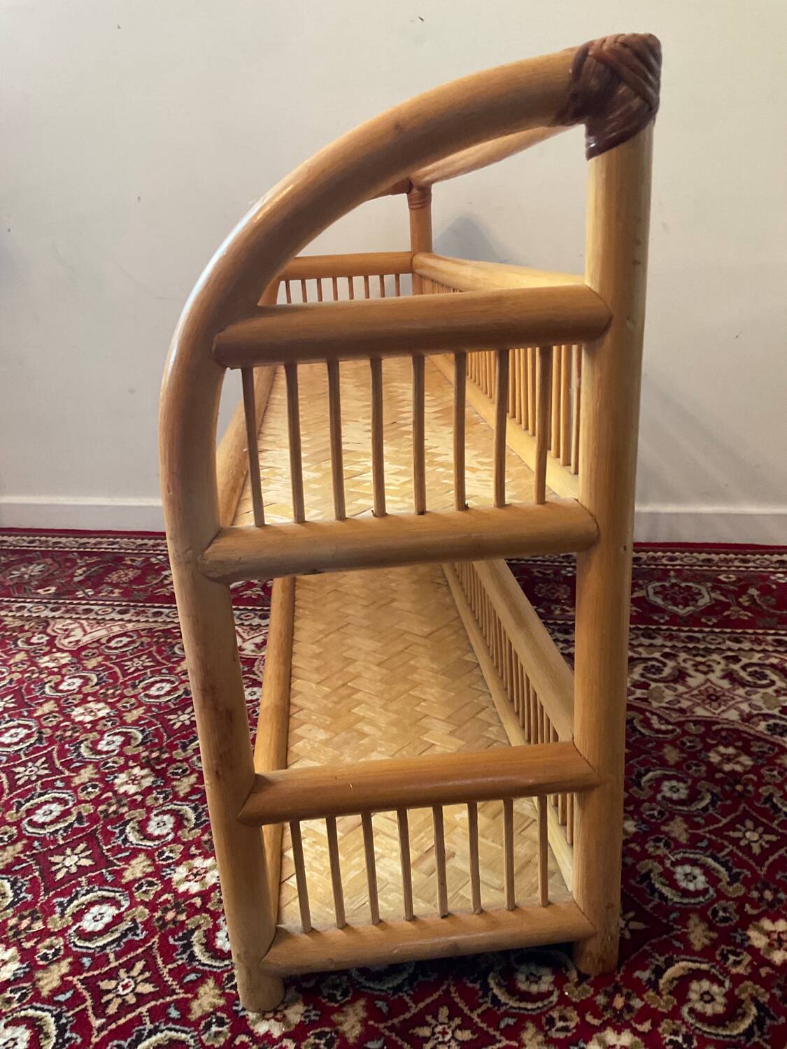 70s rattan shelf