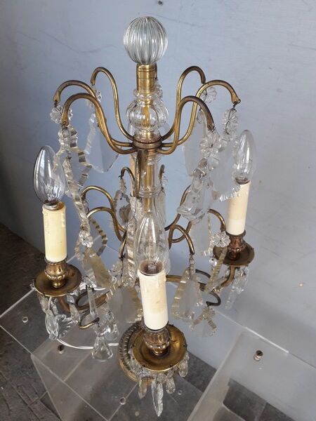 Candelabra bronze and crystal XIXem