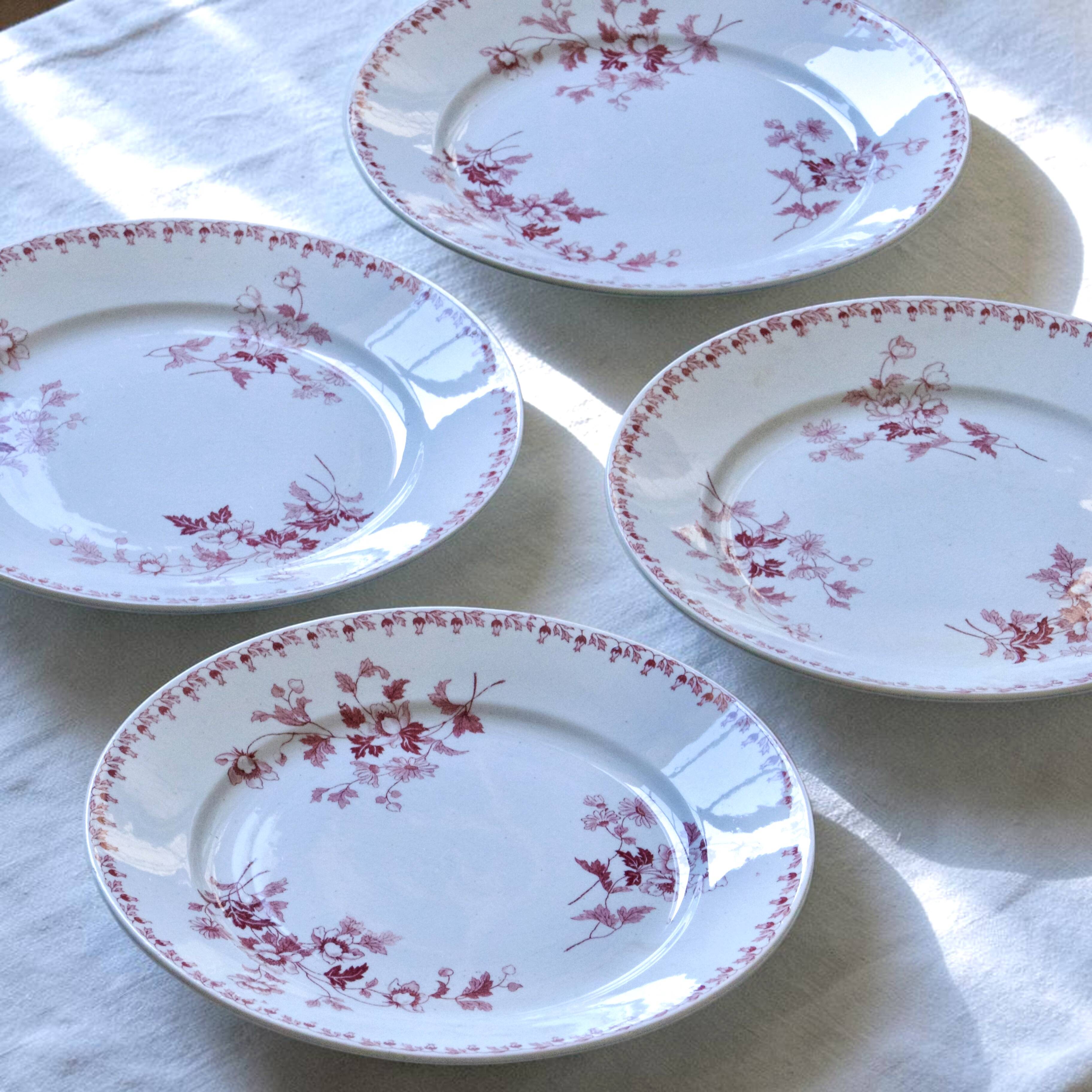 Flat plates from the 19th century, ironstone, signed Maestricht, "Toulouse" collection.